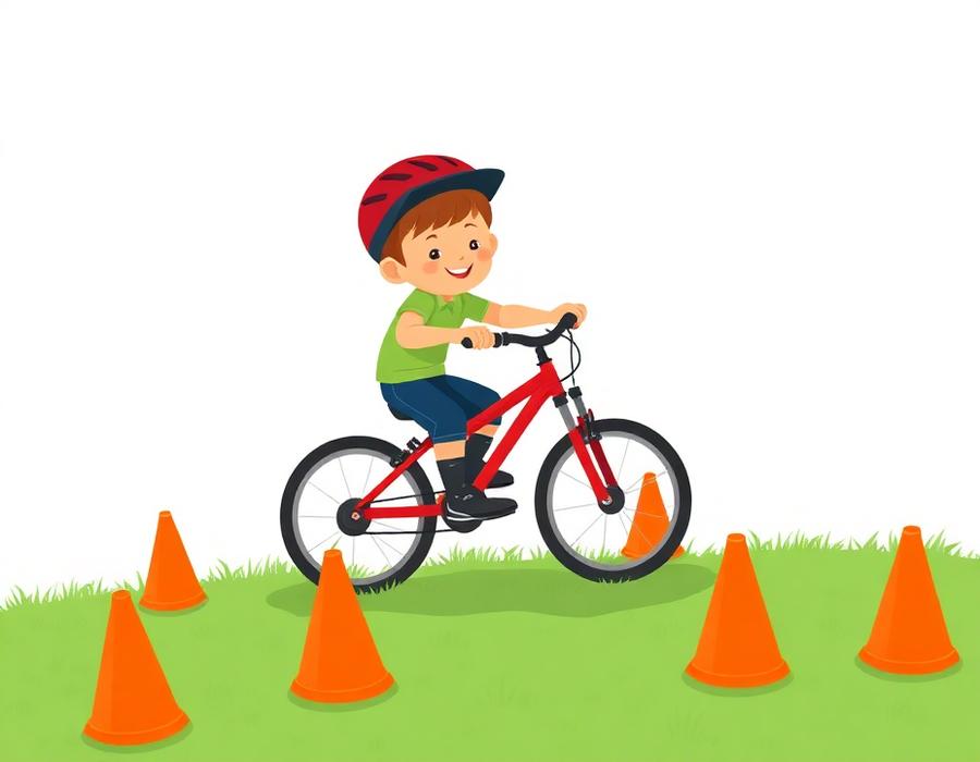 Enfant à vélo lors des animations VTT Kids