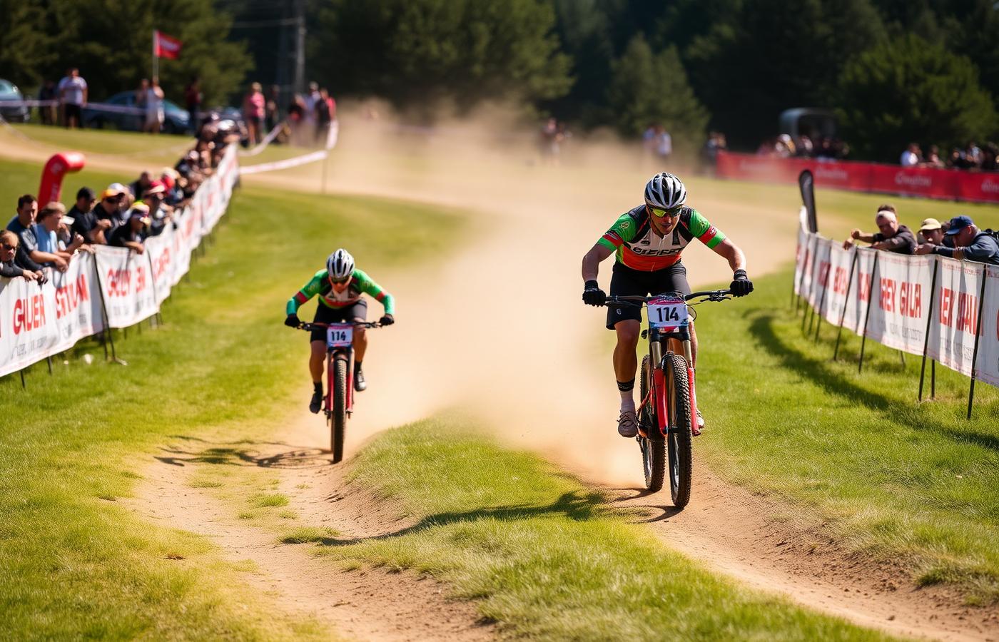 Deux vététistes en duel sur la piste